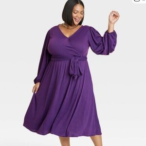 Ava & Viv Vibrant Purple Long Sleeve Dress XXL NWT